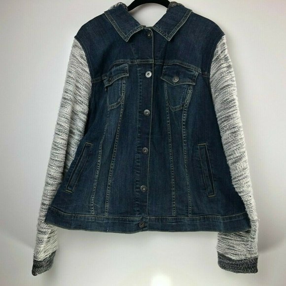 Torrid Denim French Terry Jacket Women's Plus Size - Picture 3 of 7